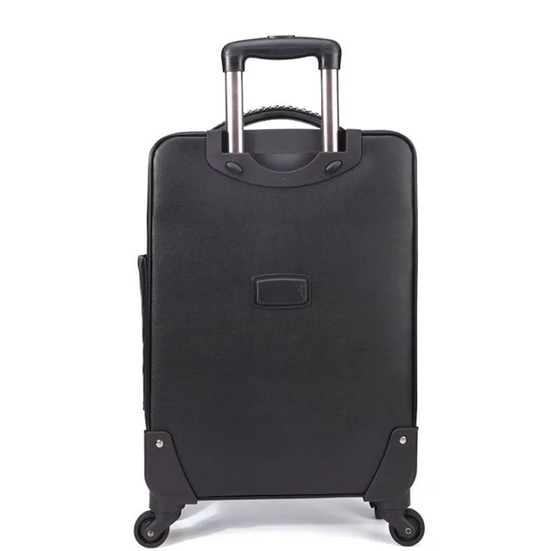 Women's Retro Black Spinner Luggage Travel Spinner Trolley Suitcase on Clearance