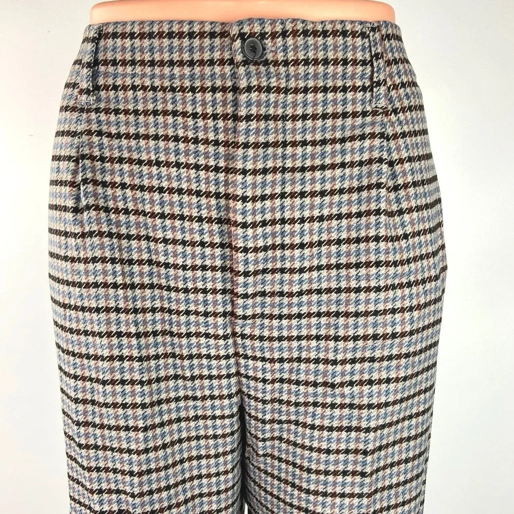 Zara Woman NWT Gray Tweed Houndstooth High Rise Pleated Straight Dress Pants L